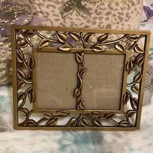 Antique Gold by Elsa 2 Picture Frame 7 1/4” x 5 3/4”  2 Photos 2 1/4 x 3 1/4”